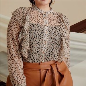 Eloquii Cheetah Print Sheer Blouse Size 16 NWT